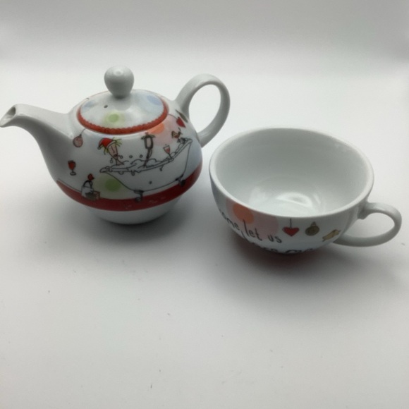 Born to Shop “Come Let Us Adore Me” Tea for One Stacking Teacup and Teapot - Picture 5 of 11